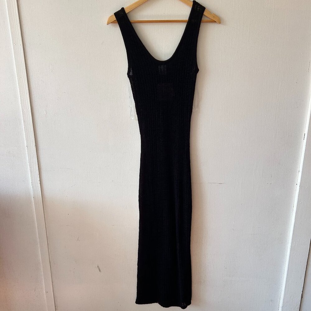 Shade & Shore Coverup Maxi Dress‎ Womens Small Black Open Knit NWT Swimwear